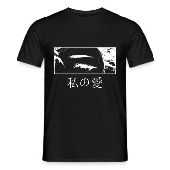 Anime Girl Eyes Soft Grunge Aesthetic Minimalist M - Männer T-Shirt - Schwarz - Vorne - AI Model Male 178 light (178cm)