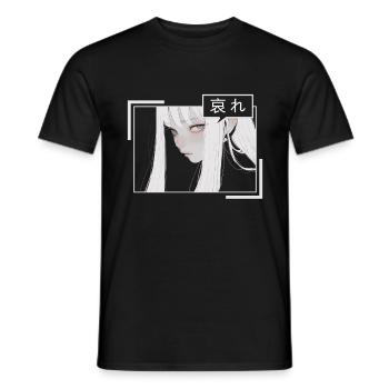 Sad Anime Girl Japan Gothic Grunge Aesthetic Ether - Männer T-Shirt - Schwarz - Vorne - AI Model Male 178 light (178cm)