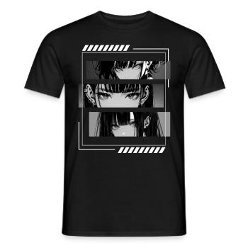 Anime Girls Eyes Soft Grunge Aesthetic Japanese Ma - Männer T-Shirt - Schwarz - Vorne - AI Model Male 178 light (178cm)