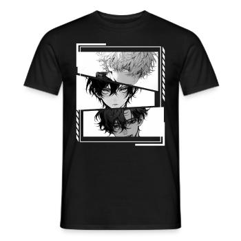Dark Gothic Anime Guys Grunge Aesthetic Edgy Manga - Männer T-Shirt - Schwarz - Vorne - AI Model Male 178 light (178cm)