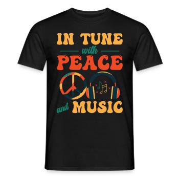 In Tune with Peace and Music Peace Music Musical H - Männer T-Shirt - Schwarz - Vorne - AI Model Male 178 light (178cm)