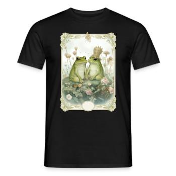 Cute Couple Frog Cottagecore Aesthetic Naturecore - Männer T-Shirt - Schwarz - Vorne - AI Model Male 178 light (178cm)