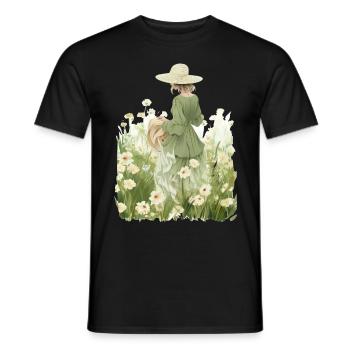 Countryside Girl Floral Cottagecore Aesthetic Wild - Männer T-Shirt - Schwarz - Vorne - AI Model Male 178 light (178cm)