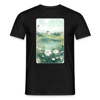 Cottagecore Botanical Countryside Pond Naturecore - Männer T-Shirt - Schwarz - Vorne - AI Model Male 178 light (178cm)