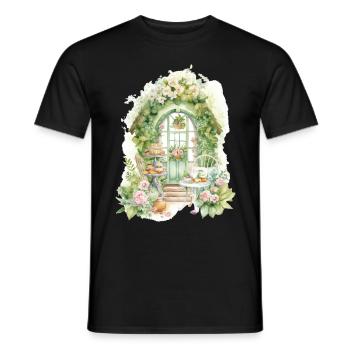 Floral Tea Garden Cottagecore Aesthetic Botanical - Männer T-Shirt - Schwarz - Vorne - AI Model Male 178 light (178cm)