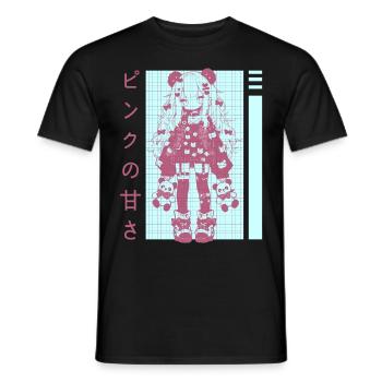 Kawaii Egirl Panda Decora Style Gothic Anime Haraj - Männer T-Shirt - Schwarz - Vorne - AI Model Male 178 light (178cm)