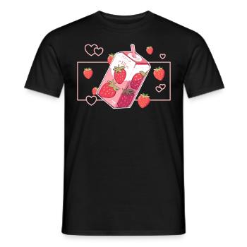 Strawberry Milkshake Fruity Juice Drink Kawaii Aes - Männer T-Shirt - Schwarz - Vorne - AI Model Male 178 light (178cm)
