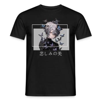 Enchanted Anime Guy Butterflies Ethereal Gothic Ae - Männer T-Shirt - Schwarz - Vorne - AI Model Male 178 light (178cm)