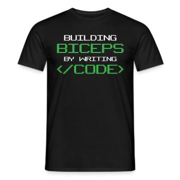 Building Biceps by Writing Code Humor Programming - Männer T-Shirt - Schwarz - Vorne - AI Model Male 178 light (178cm)