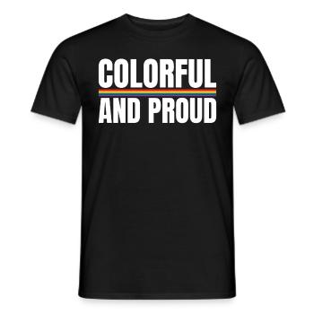 Colorful and Proud Rainbow Love Gay Pride - Männer T-Shirt - Schwarz - Vorne - AI Model Male 178 light (178cm)