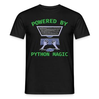 Powered by Python Magic Python Programming Coding - Männer T-Shirt - Schwarz - Vorne - AI Model Male 178 light (178cm)