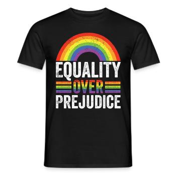 Equality Over Prejudice LGBT Rainbow Love - Männer T-Shirt - Schwarz - Vorne - AI Model Male 178 light (178cm)