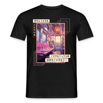 Japanese Aesthetic Subway Streetwear Vaporwave Ret - Männer T-Shirt - Schwarz - Vorne - AI Model Male 178 light (178cm)