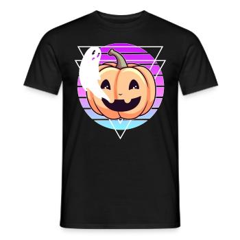 Cute Halloween Pumpkin Ghost Vaporwave Pastel Goth - Männer T-Shirt - Schwarz - Vorne - AI Model Male 178 light (178cm)