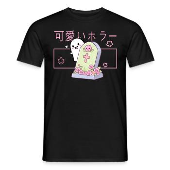 Kawaii Ghost Tombstone Cute Grave Japanese Pastel - Männer T-Shirt - Schwarz - Vorne - AI Model Male 178 light (178cm)