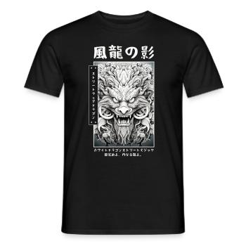 Japanese Streetwear Dragon Vaporwave Harajuku Japa - Männer T-Shirt - Schwarz - Vorne - AI Model Male 178 light (178cm)