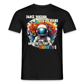 Positive Astronaut Rainbow Butterflies Resilience - Männer T-Shirt - Schwarz - Vorne - AI Model Male 178 light (178cm)