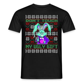 Ne touche pas à mon vilain cadeau, Funny Bunny - T-shirt homme - noir - Devant - AI Model Male 178 light (178cm)