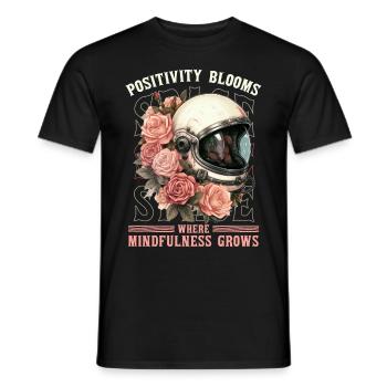 Positive Mindfulness Quote Floral Space Helmet Ast - Männer T-Shirt - Schwarz - Vorne - AI Model Male 178 light (178cm)