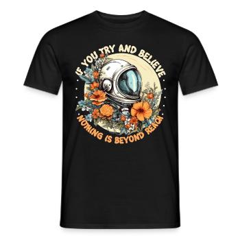 Floral Astronaut Spaceman Positive Mindfulness Quo - Männer T-Shirt - Schwarz - Vorne - AI Model Male 178 light (178cm)