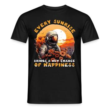Positive Optimism Quote Floral Astronaut Sunset Re - Männer T-Shirt - Schwarz - Vorne - AI Model Male 178 light (178cm)
