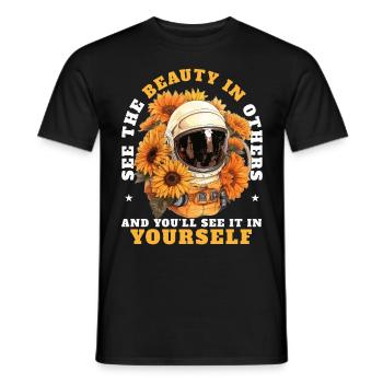Motivational Optimism Quote Floral Astronaut Aesth - Männer T-Shirt - Schwarz - Vorne - AI Model Male 178 light (178cm)