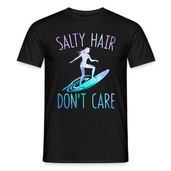 Salty Hair, Don't Care Funny Surfer Girl Surfboard - Männer T-Shirt - Schwarz - Vorne - AI Model Male 178 light (178cm)