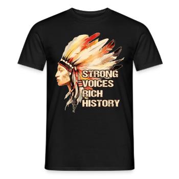 Strong Voices Rich History Indigenous Woman Native - Männer T-Shirt - Schwarz - Vorne - AI Model Male 178 light (178cm)