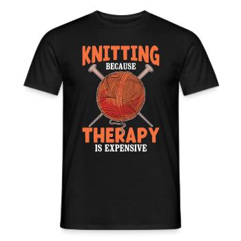 Knitting Therapy Is Expensive Sarcastic Crochet Kn - Männer T-Shirt - Schwarz - Vorne - AI Model Male 178 light (178cm)