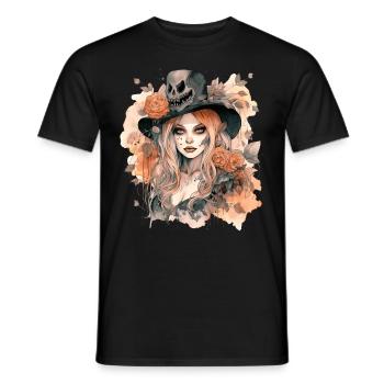 Watercolor Witch Girl Occult Witchcraft Boho Aesth - Männer T-Shirt - Schwarz - Vorne - AI Model Male 178 light (178cm)