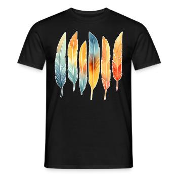 Colorful Boho Feathers Native American Bohemian Ae - Männer T-Shirt - Schwarz - Vorne - AI Model Male 178 light (178cm)