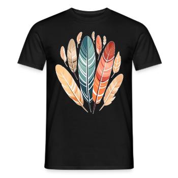 Colorful Bohemian Feathers Native Tribal Boho Aest - Männer T-Shirt - Schwarz - Vorne - AI Model Male 178 light (178cm)