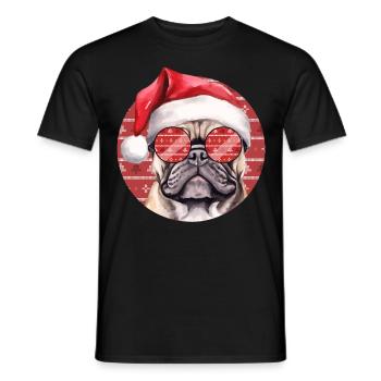 Pug With Glasses Christmas Holiday Season Dog Love - Männer T-Shirt - Schwarz - Vorne - AI Model Male 178 light (178cm)