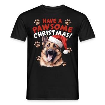 Have A Pawsome Christmas German Shepherd Santa Hat - Männer T-Shirt - Schwarz - Vorne - AI Model Male 178 light (178cm)