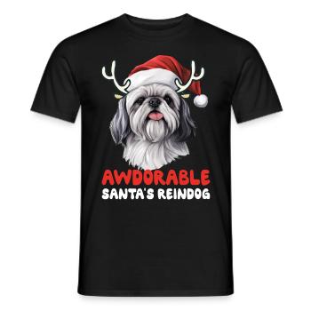 Awdorable Santa's Reindog Shih Tzu Dog Christmas R - Männer T-Shirt - Schwarz - Vorne - AI Model Male 178 light (178cm)