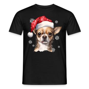 Cute Chihuahua In Santa Hat Pets Christmas Winter - Männer T-Shirt - Schwarz - Vorne - AI Model Male 178 light (178cm)