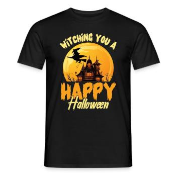 Witching You A Happy Halloween Witch Spooky Brooms - Männer T-Shirt - Schwarz - Vorne - AI Model Male 178 light (178cm)