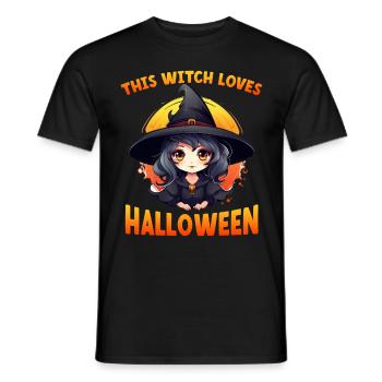 This Witch Loves Halloween Kawaii Girl Witch Hat - Männer T-Shirt - Schwarz - Vorne - AI Model Male 178 light (178cm)