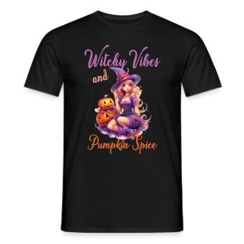 Witchy Vibes And Pumpkin Spice Beautiful Witch Gir - Männer T-Shirt - Schwarz - Vorne - AI Model Male 178 light (178cm)