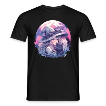 Moon Witch Cat Cute Creepy Witchcraft Kawaii Paste - Männer T-Shirt - Schwarz - Vorne - AI Model Male 178 light (178cm)