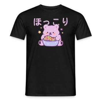 Cute Bear Eating Cereal Japanese Kanji Kawaii Aest - Männer T-Shirt - Schwarz - Vorne - AI Model Male 178 light (178cm)