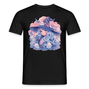 Pastel Goth Witch Kawaii Anime Girl Spooky Ghost W - Männer T-Shirt - Schwarz - Vorne - AI Model Male 178 light (178cm)