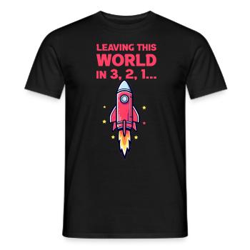Leaving This World In 3,2,1 Funny Rocketship Blast - Männer T-Shirt - Schwarz - Vorne - AI Model Male 178 light (178cm)