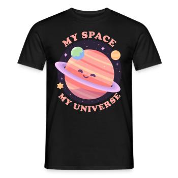 My Space My Universe Cute Planet Saturn Outer Spac - Männer T-Shirt - Schwarz - Vorne - AI Model Male 178 light (178cm)