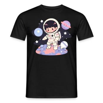 Kawaii Astronaut Boy Galaxy Planets Outer Space Ex - Männer T-Shirt - Schwarz - Vorne - AI Model Male 178 light (178cm)