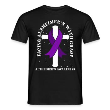 Cross Ribbon Dementia Awareness Positive Thinking - Männer T-Shirt - Schwarz - Vorne - AI Model Male 178 light (178cm)