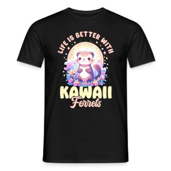 Life Is Better With Kawaii Ferrets Anime Ferret Pa - Männer T-Shirt - Schwarz - Vorne - AI Model Male 178 light (178cm)
