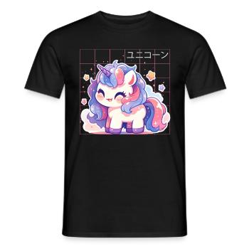 Kawaii Unicorn Chibi Japanese Aesthetic Harajuku - Männer T-Shirt - Schwarz - Vorne - AI Model Male 178 light (178cm)