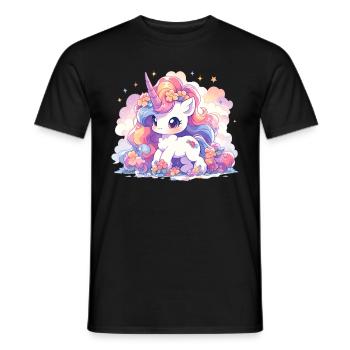 Anime Unicorn Cute Chibi Kawaii Pastel Fantasy - Männer T-Shirt - Schwarz - Vorne - AI Model Male 178 light (178cm)