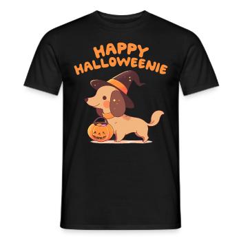 Happy Halloweenie Funny Dachshund Dog Trick Or Tre - Männer T-Shirt - Schwarz - Vorne - AI Model Male 178 light (178cm)